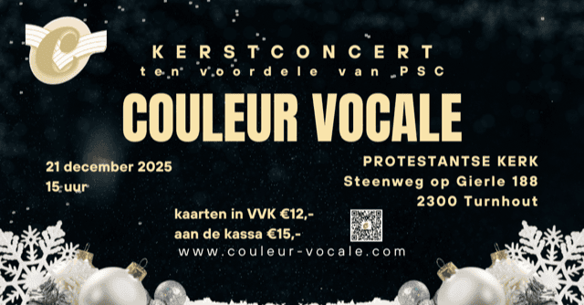Affiche kerstconcert Couleur Vocale Protestantse Kerk